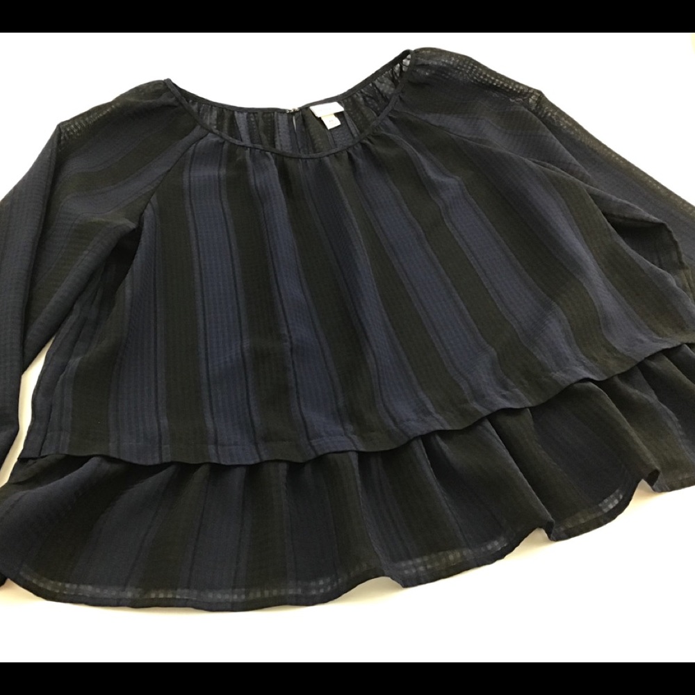 MERONA Blue & Black Striped Boho Blouse XL